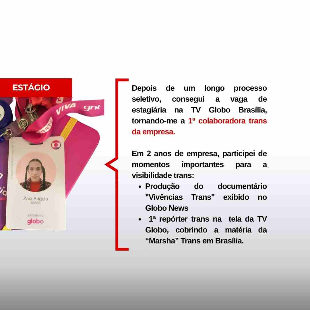Zaia Angelo é a  1ª reporter trans na tela da TV Globo